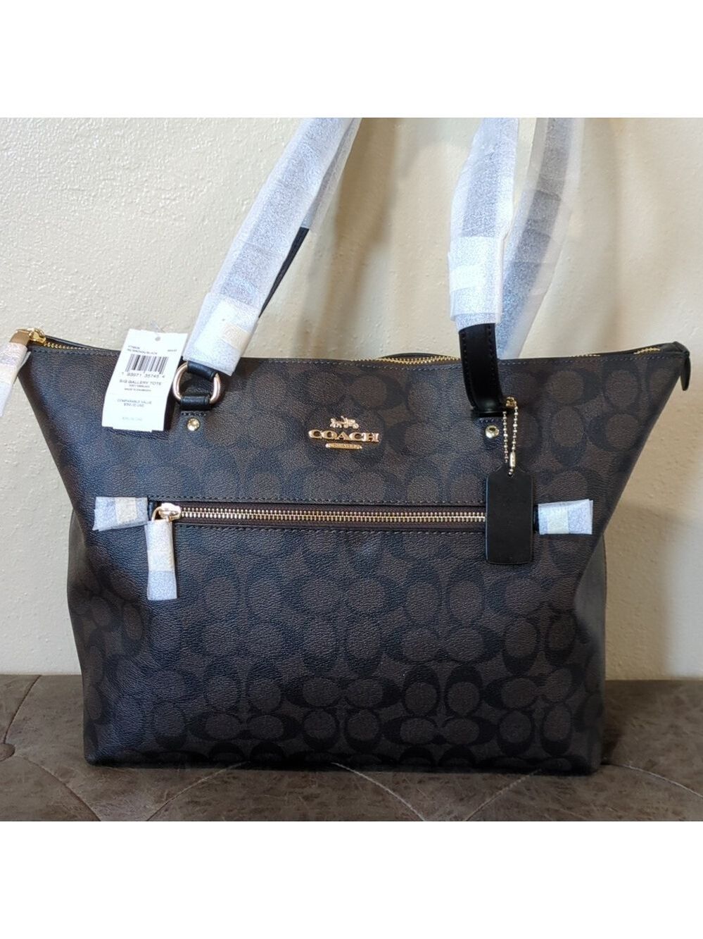 NWT Coach Purse Gallery Tote Signature Canvas/brown color - Picture 2 of 14